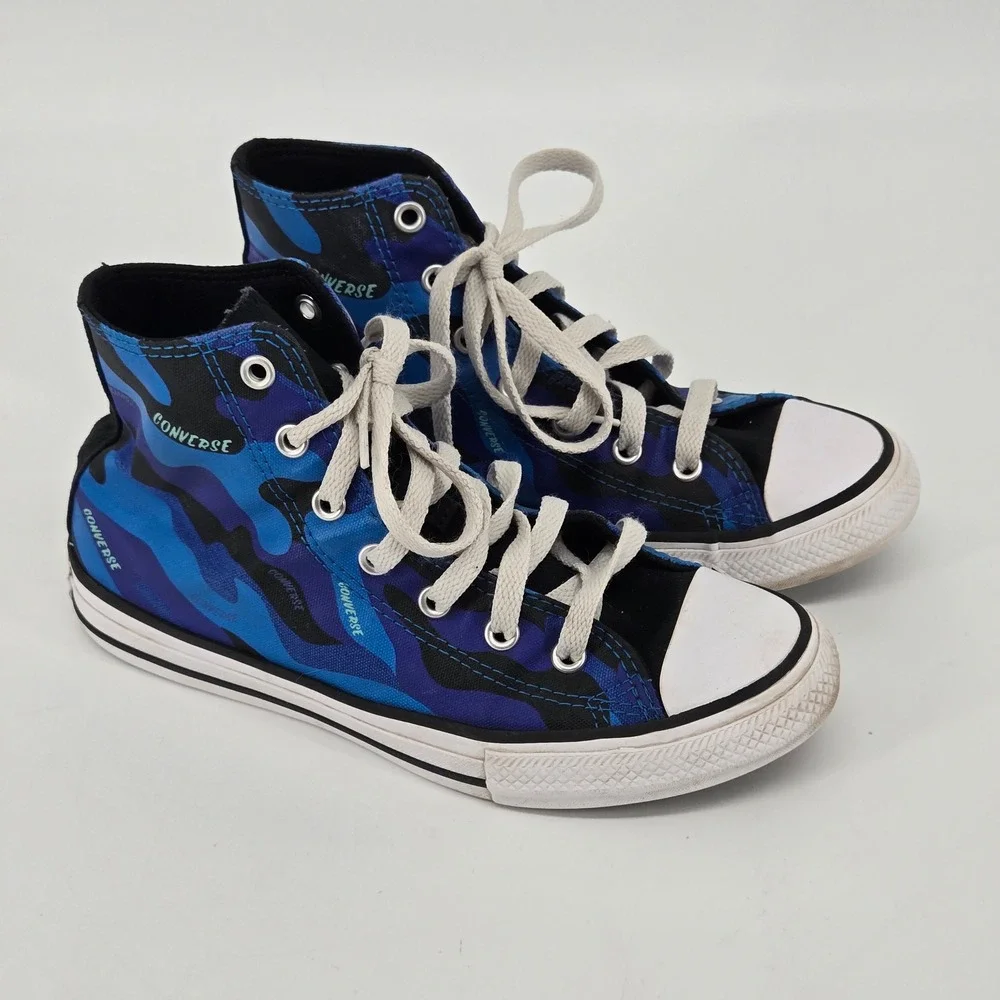 Converse Chuck Taylor All Star High Top Blue Camo Youth Sneakers Size 3
